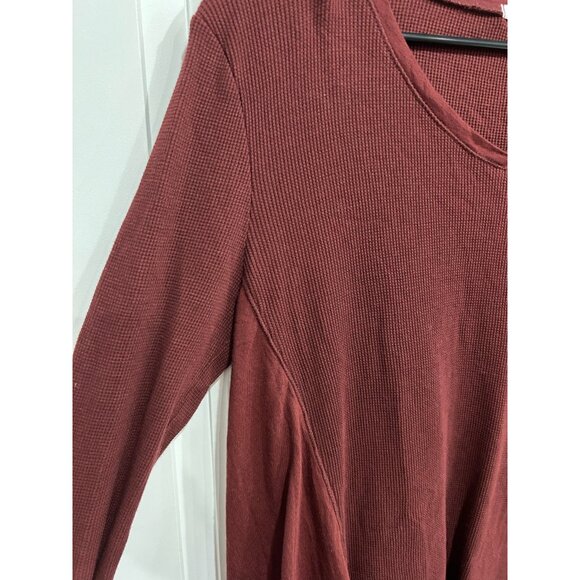 Threads 4 Thought Rust Red Organic Cotton Modal Long Sleeve Ribbed Top Sz S - Picture 4 of 10